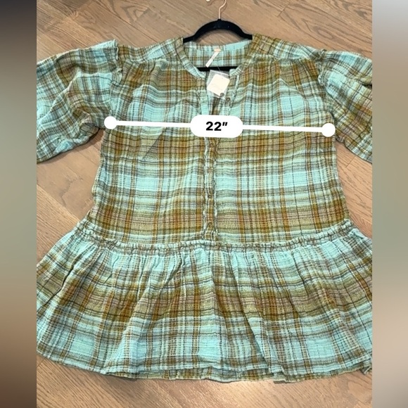 Free people Alexa Plaid Mini Dress XL Green and Brown bohemian boho NEW - Picture 10 of 11